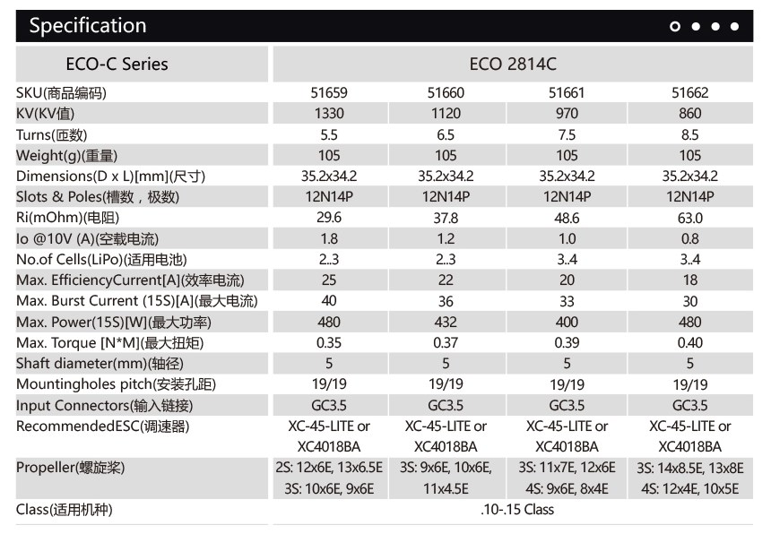 Dualsky ECO 2814C V2 1120KV 105 gram