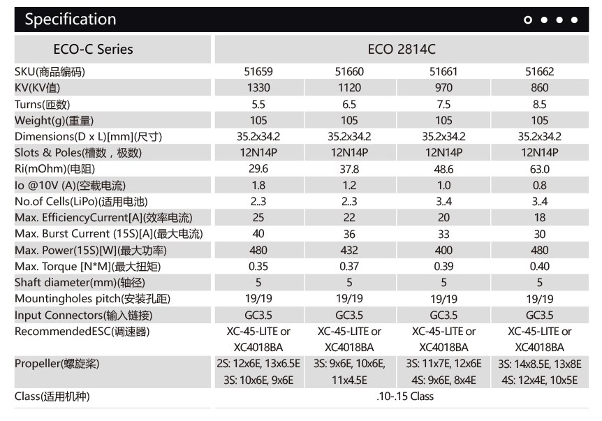 Dualsky ECO 2814C V2 970KV 105 gram