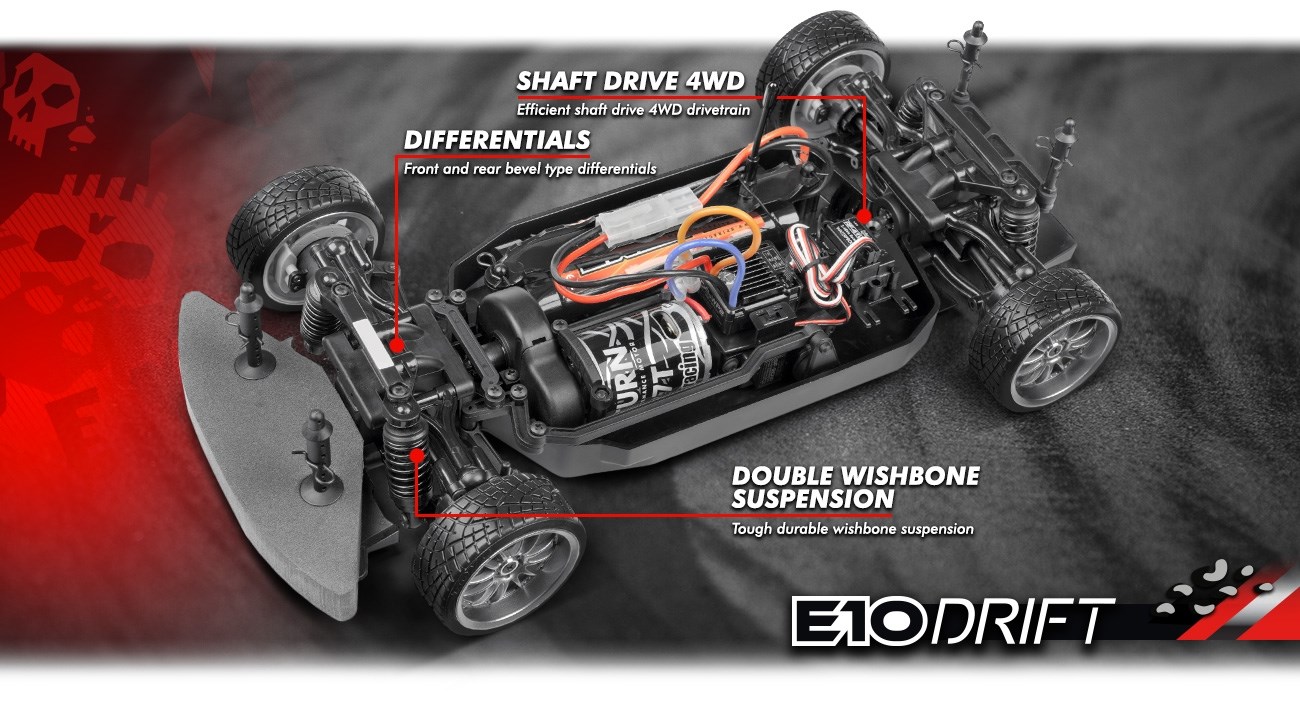 HPI E10 Drift Fail Crew Nissan Skyline - Komplet