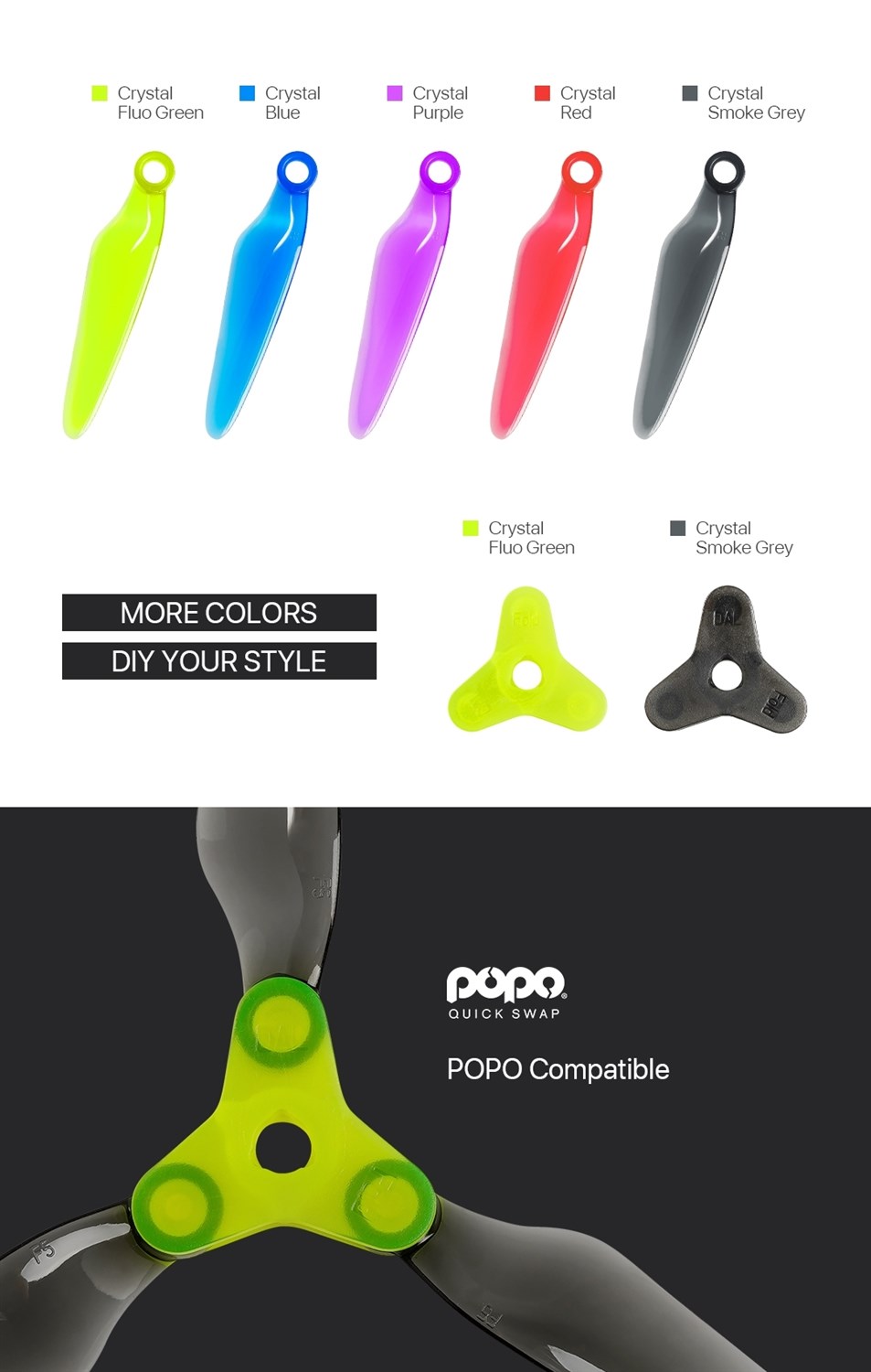 Dalprop Fold F5 Propell 4stk All Crystal Grey