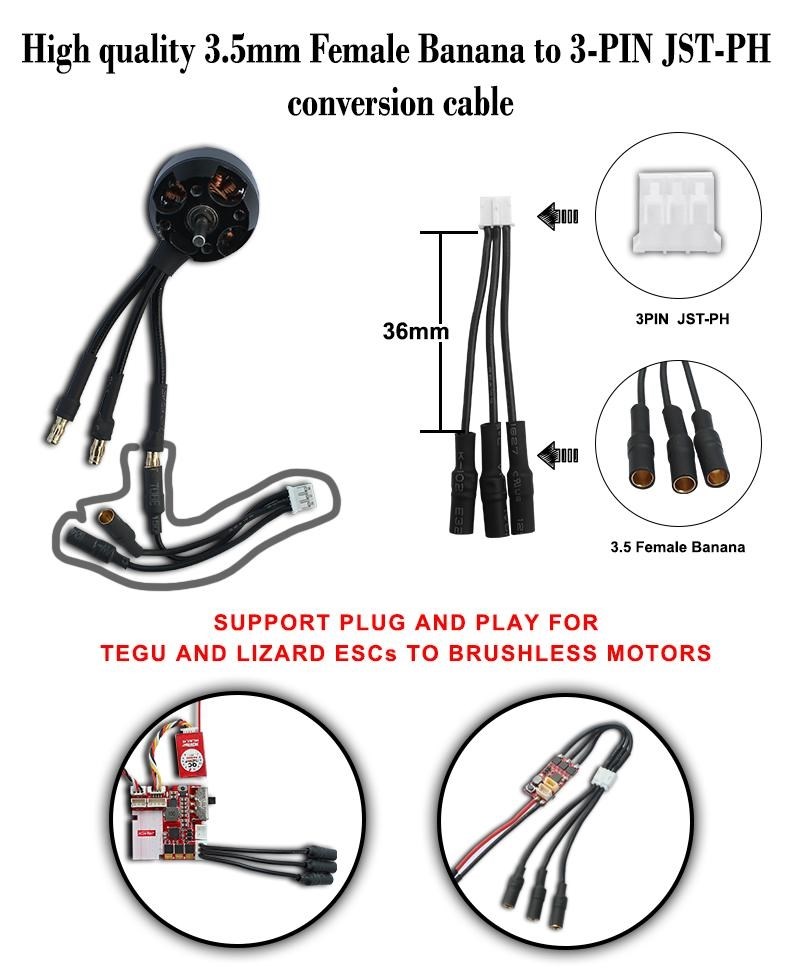 Furitek 3.5 mm banan - 3-polet JST-PH-kabel SCX24