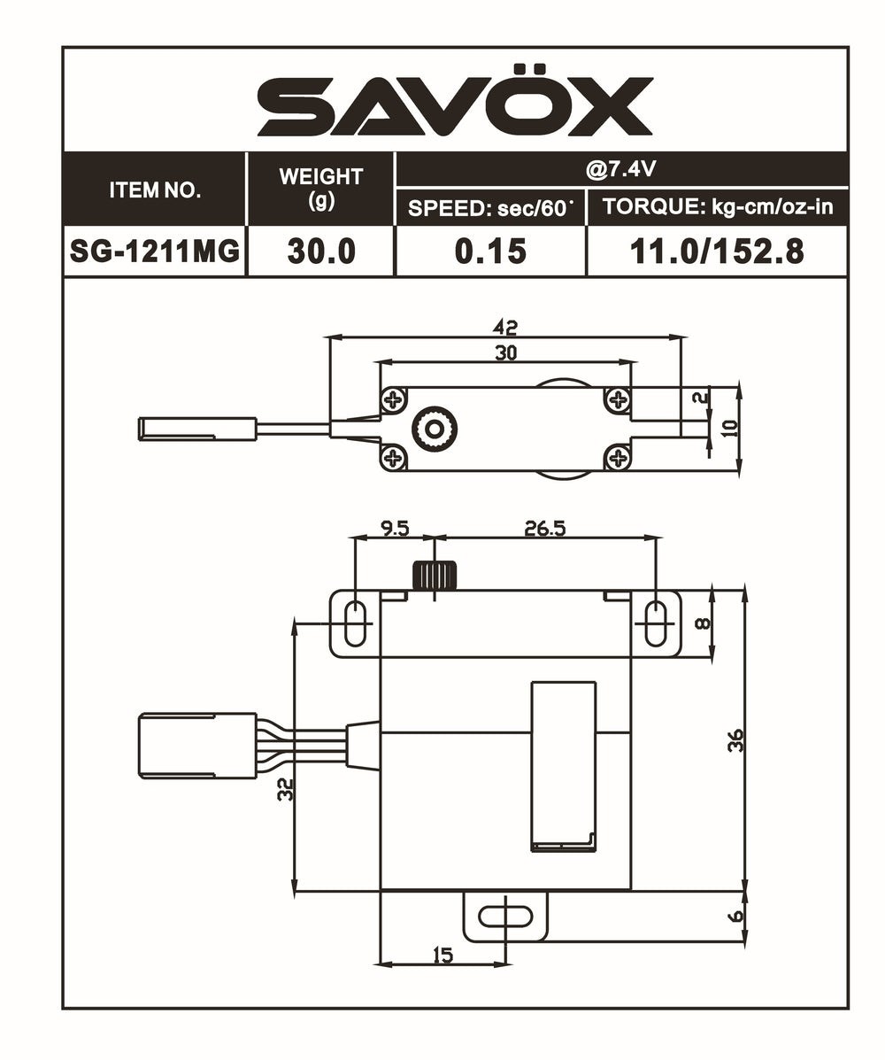 Sav�x Servo SG-1211MG - 0.15 hastighed / 11 kg HV