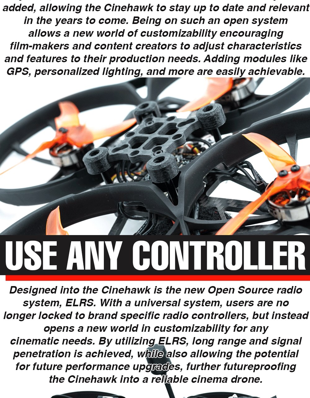 EMAX Cinehawk HD O3 3.5 tommer 4S FPV BNF ELRS