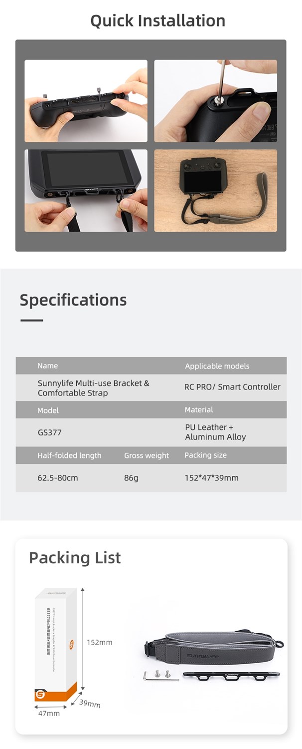 N�gleb�nd med beslag  til DJI RC PRO