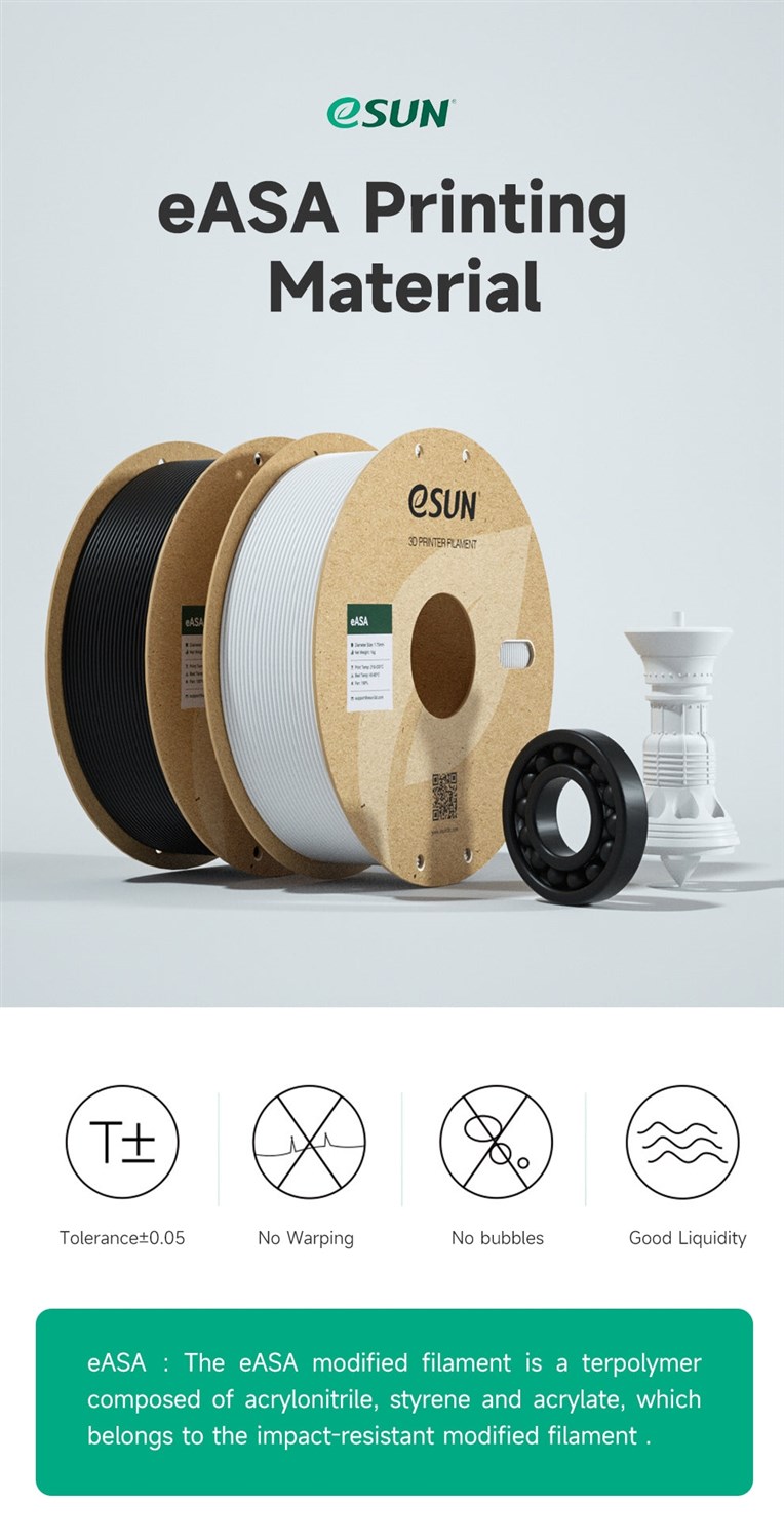 eSUN ASA 1.75 mm 1 kg - Sort