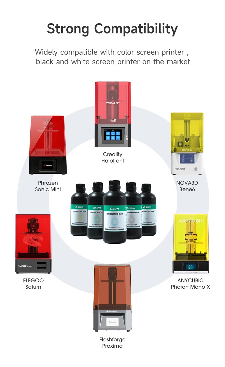 eSUN S200 Resin 1kg - Dyb sort