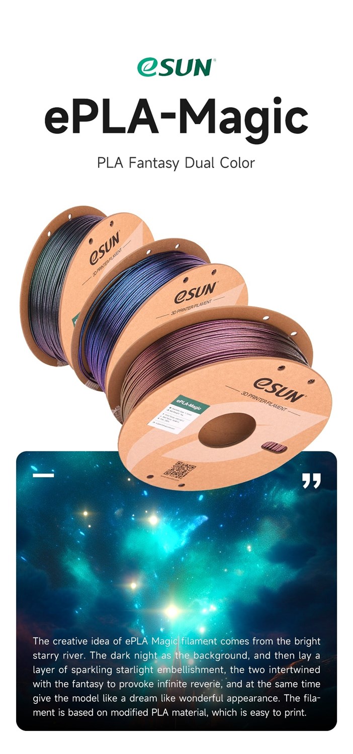 eSUN PLA-Magic 1.75mm 1kg - Dark Twinkling Green