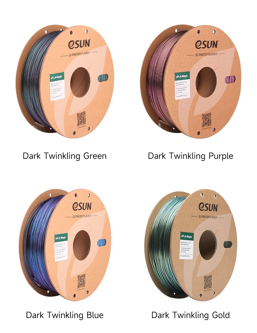 eSUN PLA-Magic 1.75mm 1kg - Dark Twinkling Green