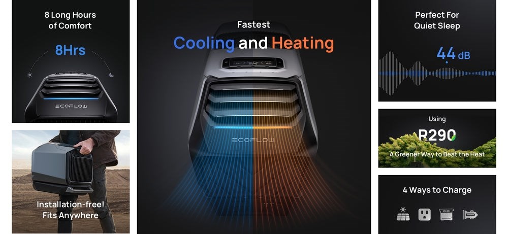 EcoFlow Wave 2 b�rbart klimaanl�g med varmelegeme