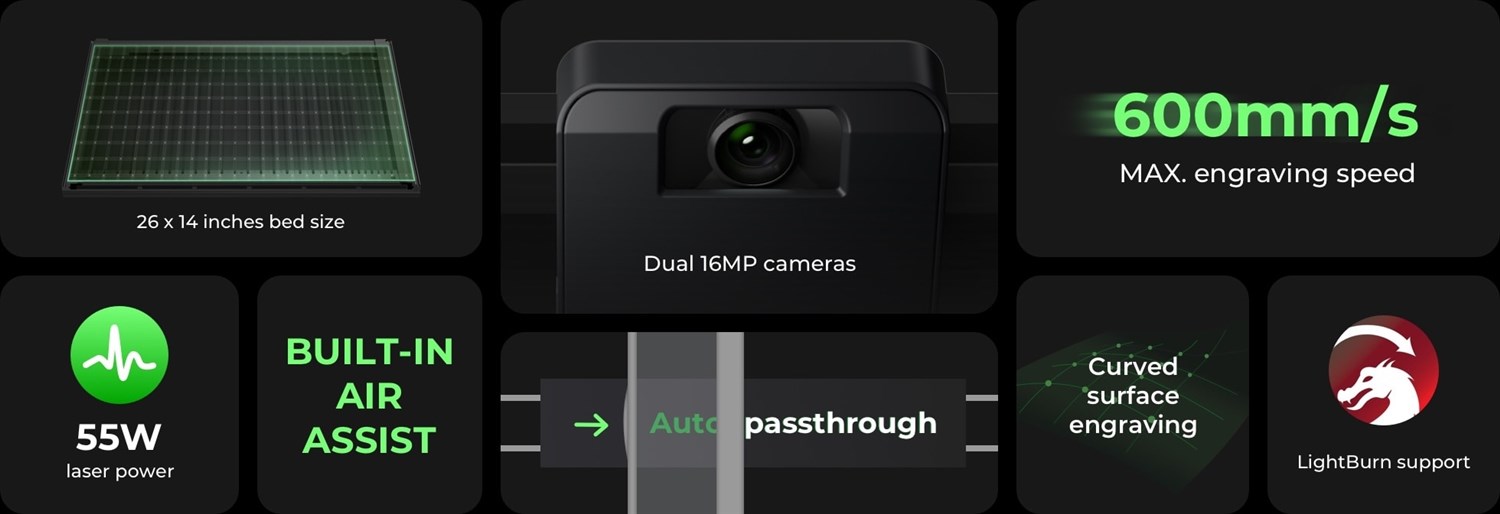 xTool P2 - CO2 Laser Cutter 55W - Hvid