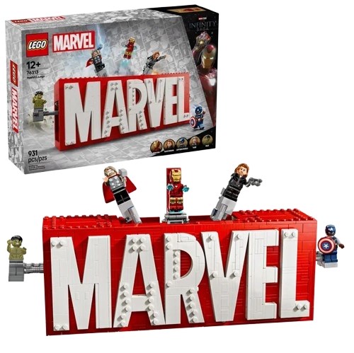 LEGO Marvel-logo og minifigurer