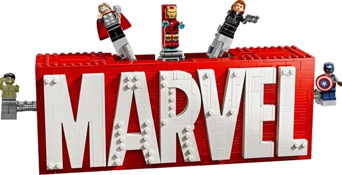 LEGO Marvel-logo og minifigurer