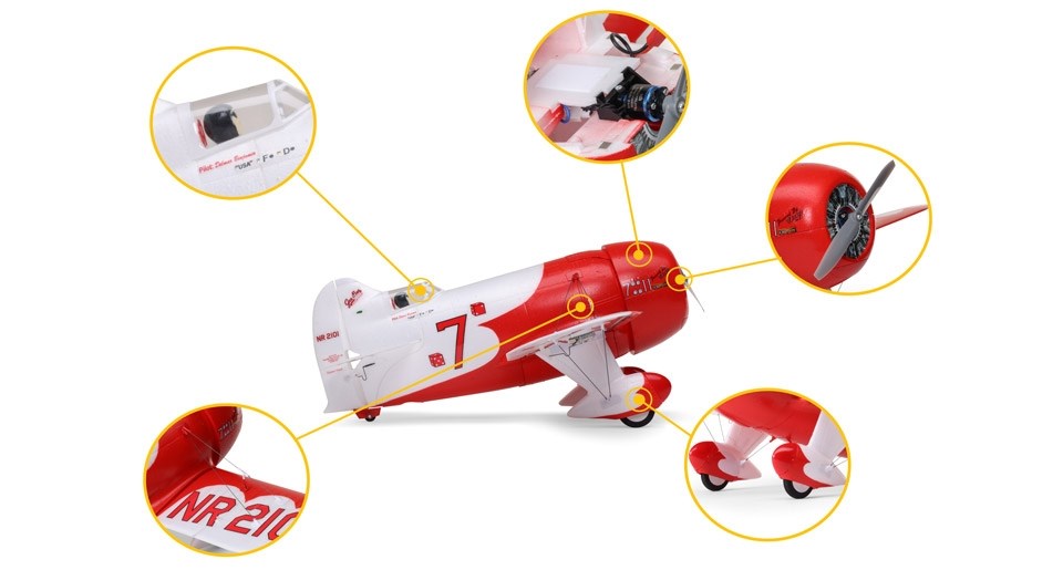 E-Flite UMX Gee Bee R-2 510mm BNF med AS3X og sikk