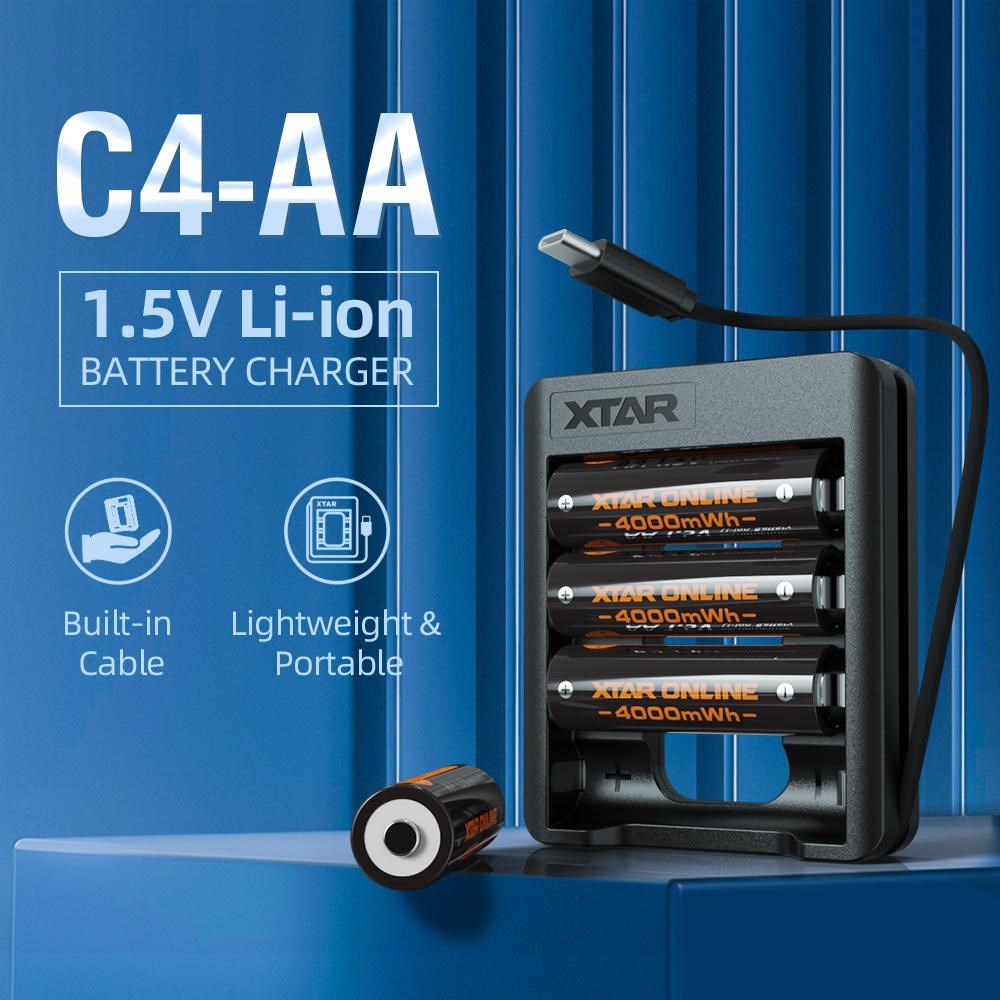 Xtar C4 AA-oplader 4x0.5A