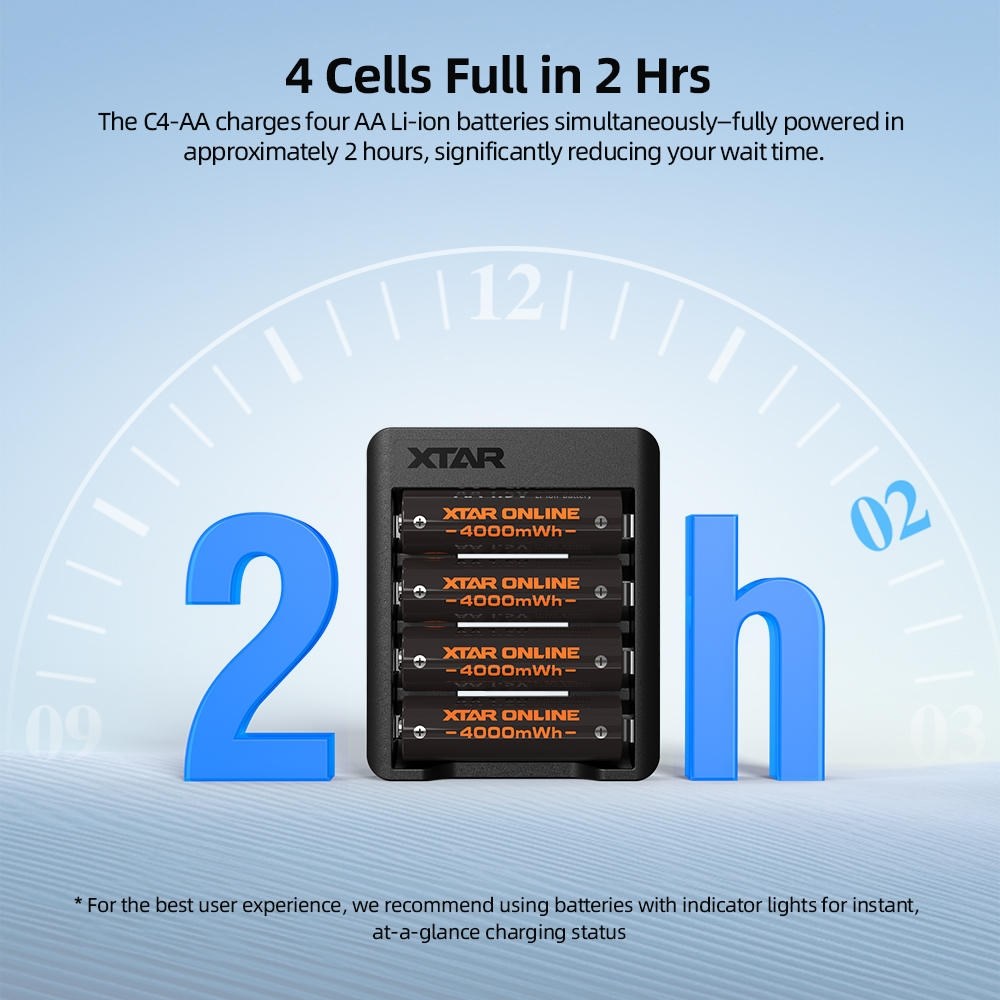 Xtar C4 AA-oplader 4x0.5A