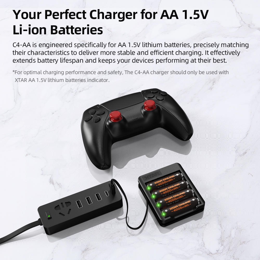 Xtar C4 AA-oplader 4x0.5A