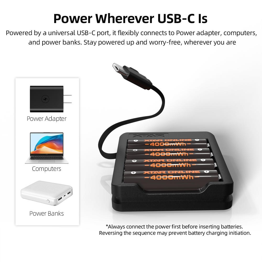 Xtar C4 AA-oplader 4x0.5A