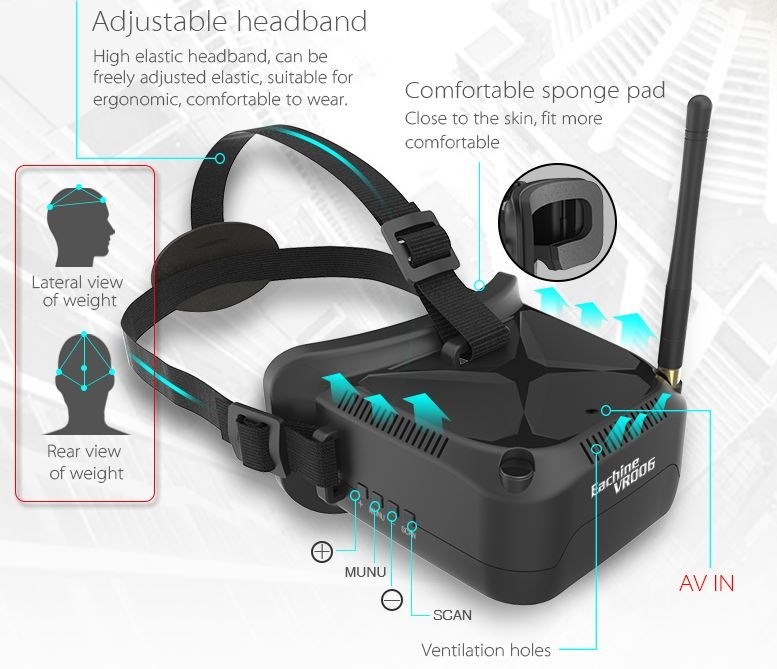 Eachine E013 Micro FPV Race Quad RTF med Briller
